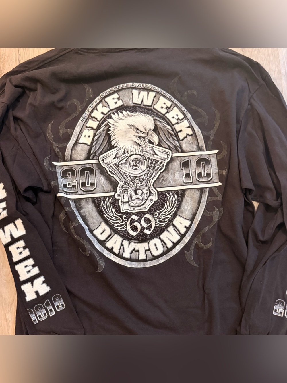 Vintage 2010 Daytona Bike Week 69th Anniversary Long Sleeve Black Delta 2XL